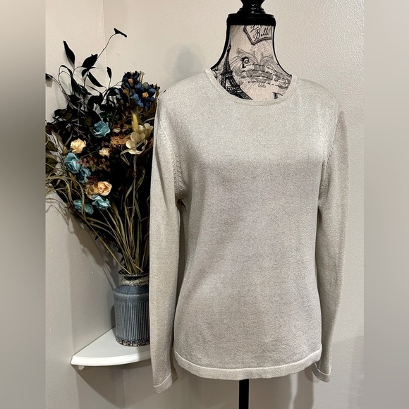 Anna Gray Silk Luxurious Sweater – Sparkle in Silver size Large - Picture 1 of 11